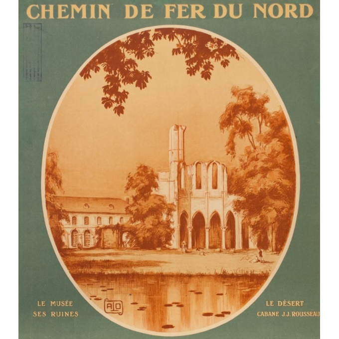 Affiche ancienne de voyage - Hallo - Circa 1920 - Senlis Abbaye De Chaalis - 104.5 par 78 cm - 2