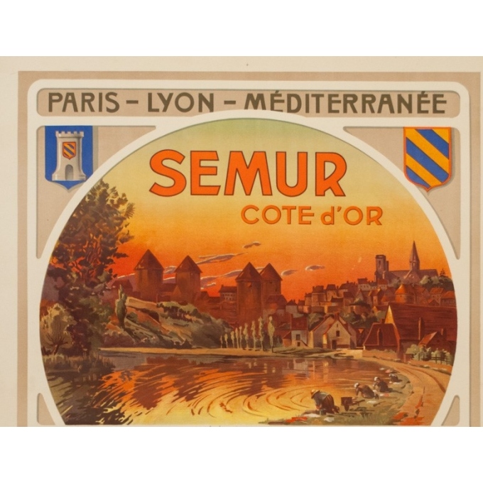 Vintage travel poster - Henri Polart - Circa 1920 - Semur Côte D'Or Bourgogne - 41.9 by 30.3 inches - 2