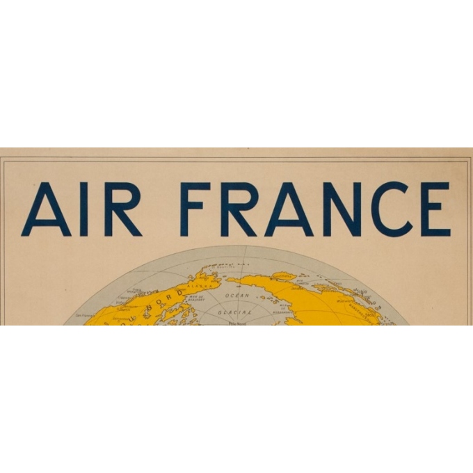 Affiche ancienne de voyage - Girard - 1938 - Air France Reservation Here Map Monde - 78 par 61 cm - 2