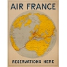 Vintage travel poster - Girard - 1938 - Air France Reservation Here Map Monde - 30.7 by 24 inches