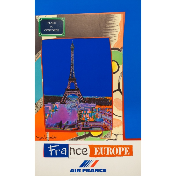 Vintage travel poster - Bezombes - 1981 - Air France Europe France - 39.4 by 23.6 inches