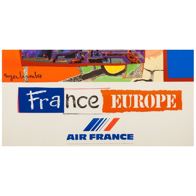 Vintage travel poster - Bezombes - 1981 - Air France Europe France - 39.4 by 23.6 inches - 3