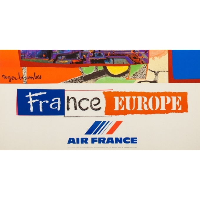 Affiche ancienne de voyage - Bezombes - 1981 - Air France Europe France - 100 par 60 cm - 3