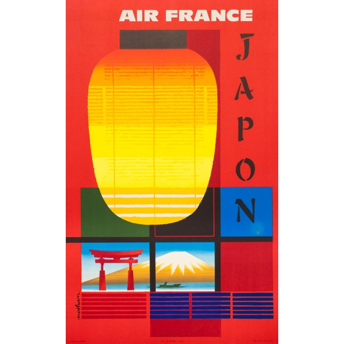 Vintage travel poster - Nathan - 1964 - Air France Japon - 39.2 by 24.6 inches