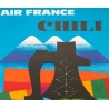 Affiche ancienne de voyage - Nathan - 1964 - Air France Chili - 99 par 62 cm - 2