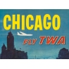Affiche ancienne de voyage - Briggs - Circa 1955 - Chicago TWA - 101 par 64 cm - 2