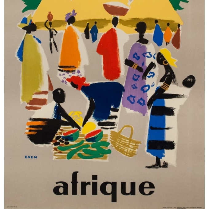 Affiche ancienne de voyage - Even - 1958 - Air France Afrique - 100 par 62.5 cm - 3