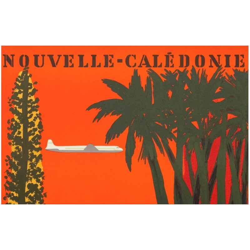 Vintage travel poster - Villemot - 1958 - Nouvelle Calédonie TAI - 39 by 24.2 inches - 2