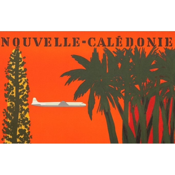 Vintage travel poster - Villemot - 1958 - Nouvelle Calédonie TAI - 39 by 24.2 inches - 2