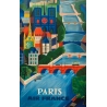 Vintage travel poster - Vernier - 1961 - Air France Paris Bridge - 39 by 24.2 inches