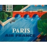 Vintage travel poster - Vernier - 1961 - Air France Paris Bridge - 39 by 24.2 inches - 3