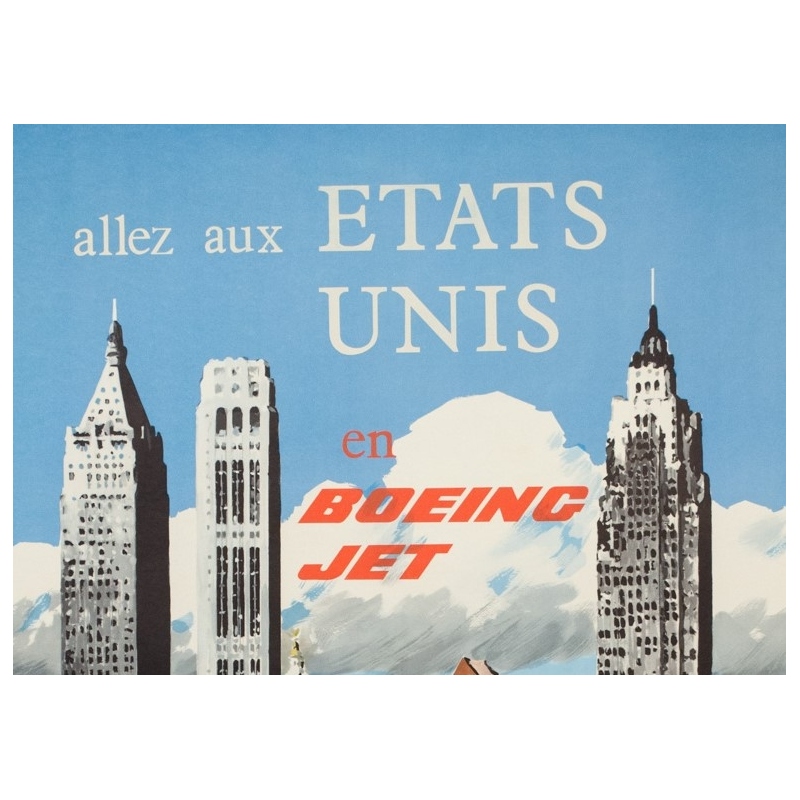 Vintage travel poster - Treidler - 1960 - Aer Lingus Etats Unis - 40 by 25.2 inches - 2