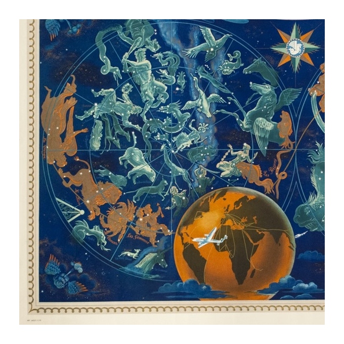 Vintage travel poster - Lucien boucher - 1951 - Air France Planisphère Constellation - 42.3 by 28.7 inches - 3 Vintage travel poster - Lucien boucher - 1951 - Air France Planisphère Constellation - 42.3 by 28.7 inches - 3
