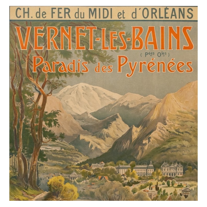 Affiche ancienne de voyage - Trinquier-Trianon - Circa 1910 - Vernet Les Bains - 105 par 75 cm - 2