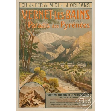 Affiche ancienne de voyage - Trinquier-Trianon - Circa 1910 - Vernet Les Bains - 105 par 75 cm