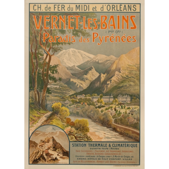 Vintage travel poster - Trinquier-Trianon - Circa 1910 - Vernet Les Bains - 41.3 by 29.5 inches Vintage travel poster - Trinquier-Trianon - Circa 1910 - Vernet Les Bains - 41.3 by 29.5 inches