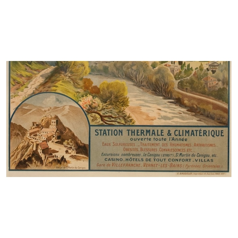 Vintage travel poster - Trinquier-Trianon - Circa 1910 - Vernet Les Bains - 41.3 by 29.5 inches - 3