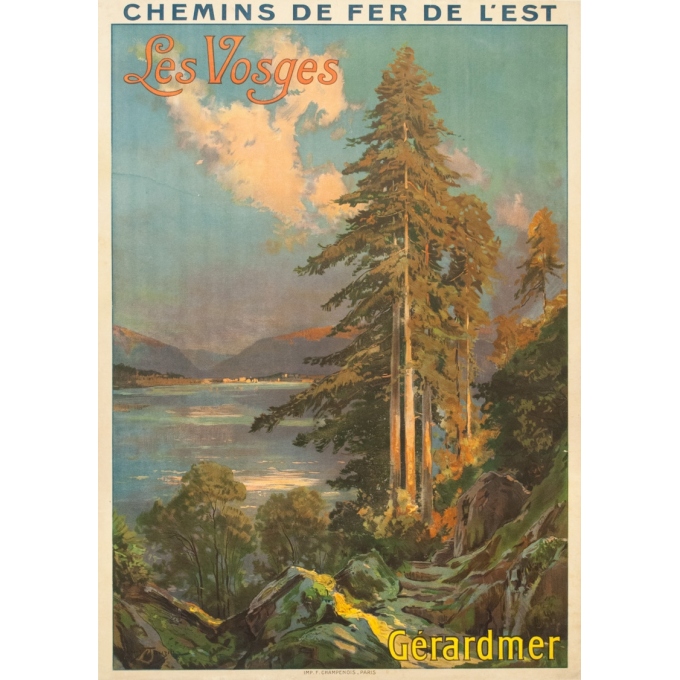 Vintage travel poster - Louis Tauzin - Circa 1910 - Gerardmer Les Vosges - 41.1 by 29.1 inches