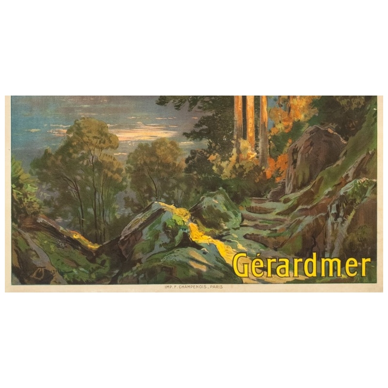 Vintage travel poster - Louis Tauzin - Circa 1910 - Gerardmer Les Vosges - 41.1 by 29.1 inches - 3
