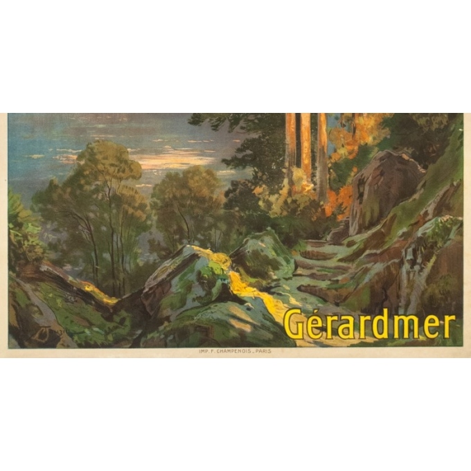 Vintage travel poster - Louis Tauzin - Circa 1910 - Gerardmer Les Vosges - 41.1 by 29.1 inches - 3