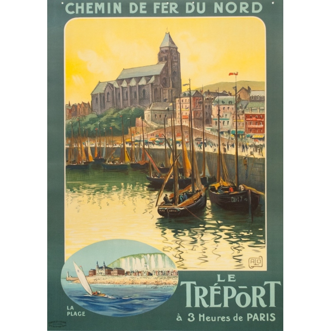 Affiche ancienne de voyage - Hallo - Circa 1920 - Le Tréport - 105 par 75 cm