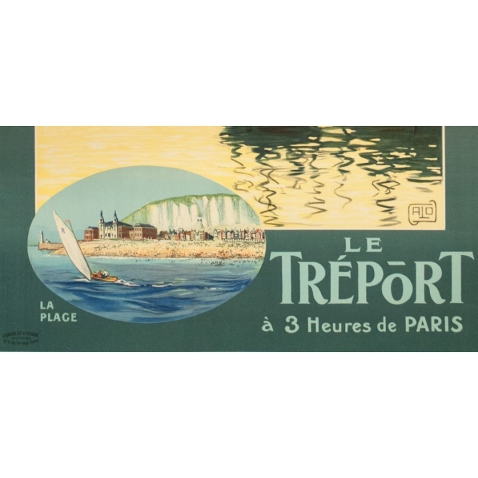 Affiche ancienne de voyage - Hallo - Circa 1920 - Le Tréport - 105 par 75 cm - 3