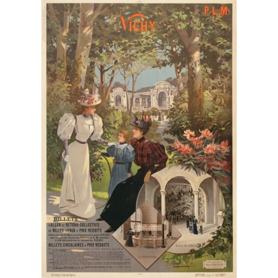 Vintage travel poster - Hugo d'Alési - Circa 1900 - Vichy Auvergne France - 41.5 by 29.3 inches
