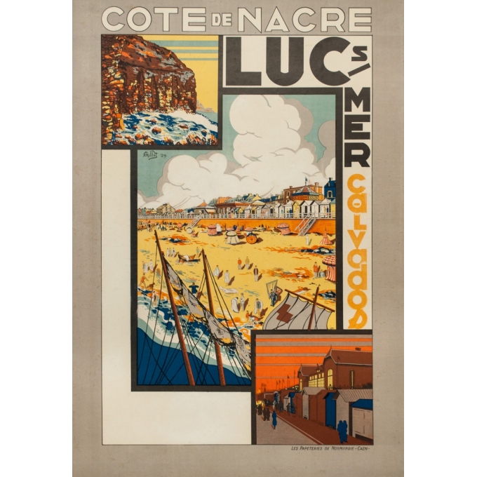 Vintage travel poster - G. Aillet - 1929 - Luc Sur Mer Calvados Normandie - 41.5 by 28.7 inches