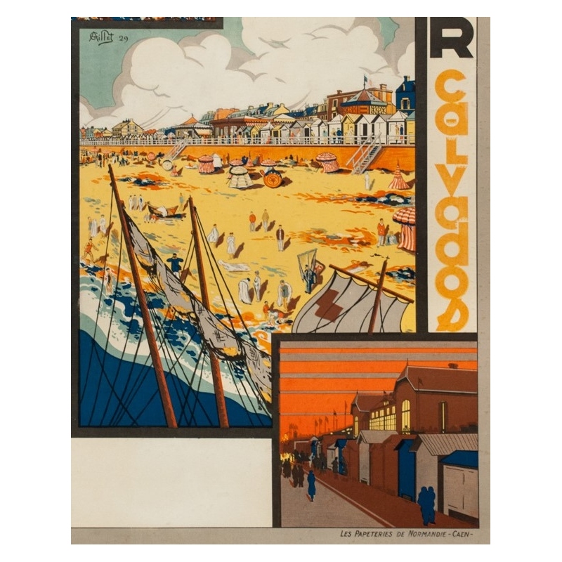 Affiche ancienne de voyage - G. Aillet - 1929 - Luc Sur Mer Calvados Normandie - 105.5 par 73 cm - 3