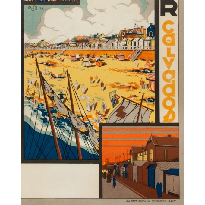 Vintage travel poster - G. Aillet - 1929 - Luc Sur Mer Calvados Normandie - 41.5 by 28.7 inches - 3