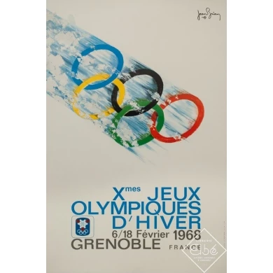 Affiche ancienne originale - Jean Brian - 1968 - Jeux Olympiques Grenoble 1968 - 95.5 par 63.5 cm