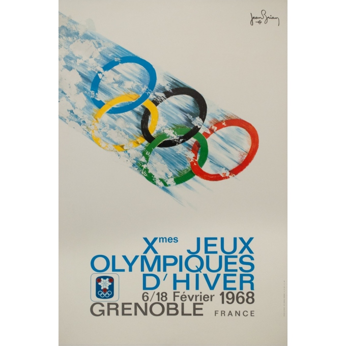 Affiche ancienne originale - Jean Brian - 1968 - Jeux Olympiques Grenoble 1968 - 95.5 par 63.5 cm