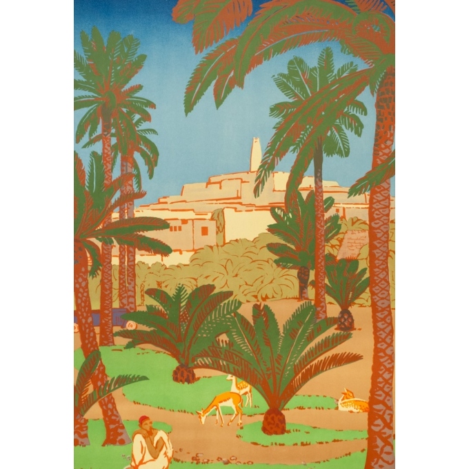 Vintage travel poster - Bouchaud - Circa 1925 - Ghardaia Algérie - 39.4 by 24.6 inches - 2