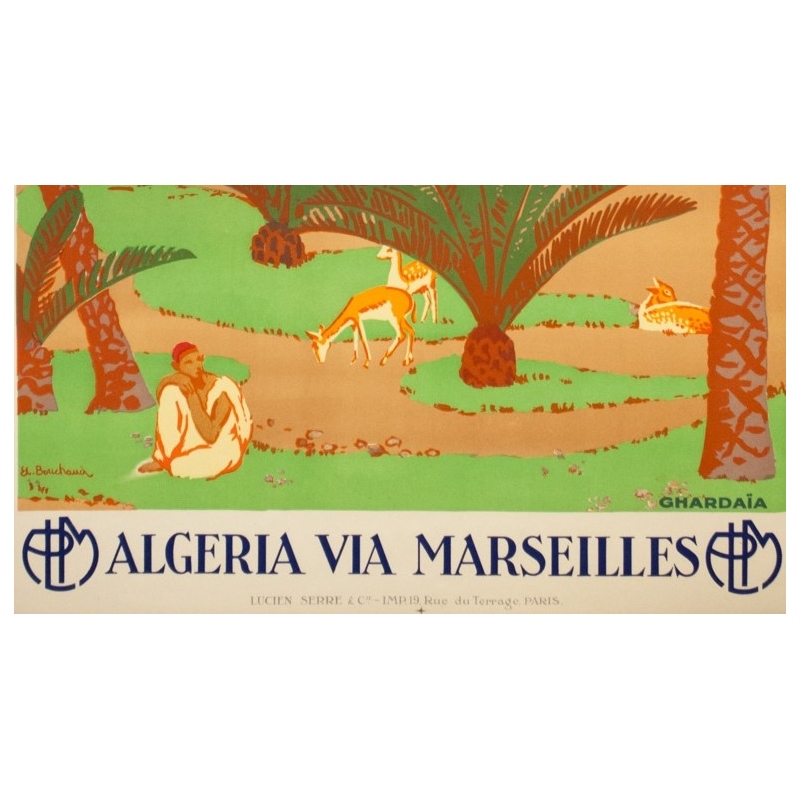 Vintage travel poster - Bouchaud - Circa 1925 - Ghardaia Algérie - 39.4 by 24.6 inches - 3
