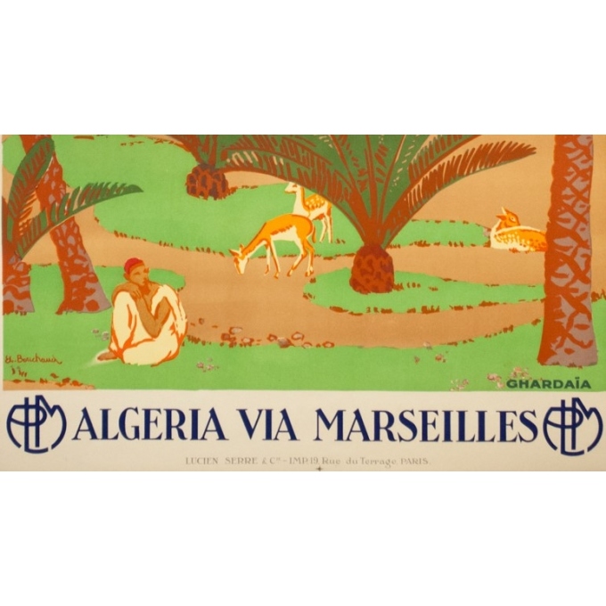 Affiche ancienne de voyage - Bouchaud - Circa 1925 - Ghardaia Algérie - 100 par 62.5 cm - 3