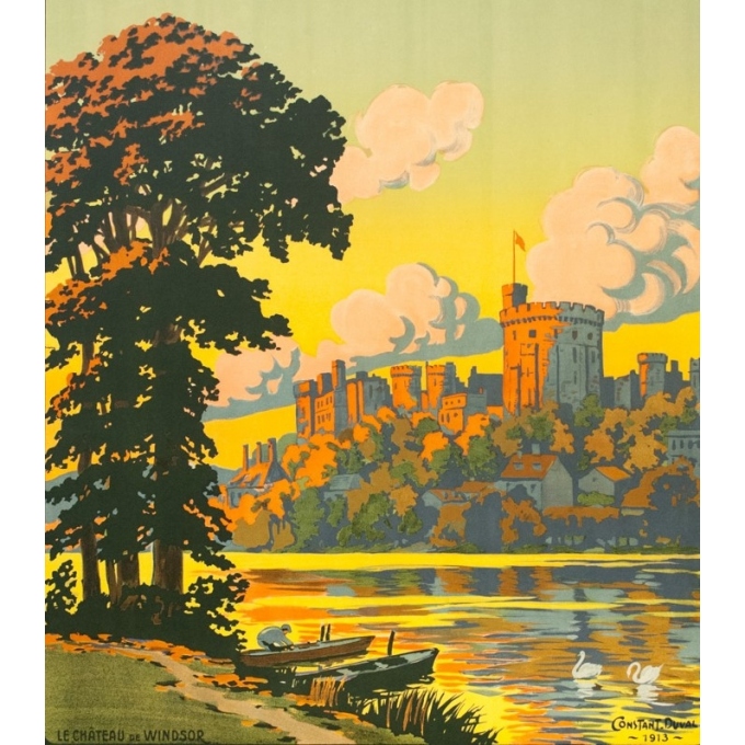 Affiche ancienne de voyage - Constant Duval - 1913 - Château De Windsor Uk Grande Bretagne - 105.5 par 75.5 cm - 2