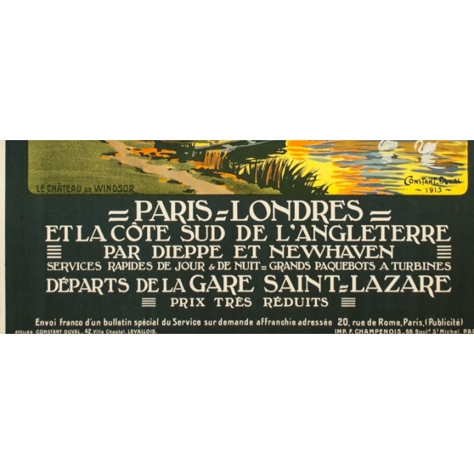 Vintage travel poster - Constant Duval - 1913 - Château De Windsor Uk Grande Bretagne - 41.5 by 29.7 inches - 3 Vintage travel poster - Constant Duval - 1913 - Château De Windsor Uk Grande Bretagne - 41.5 by 29.7 inches - 3