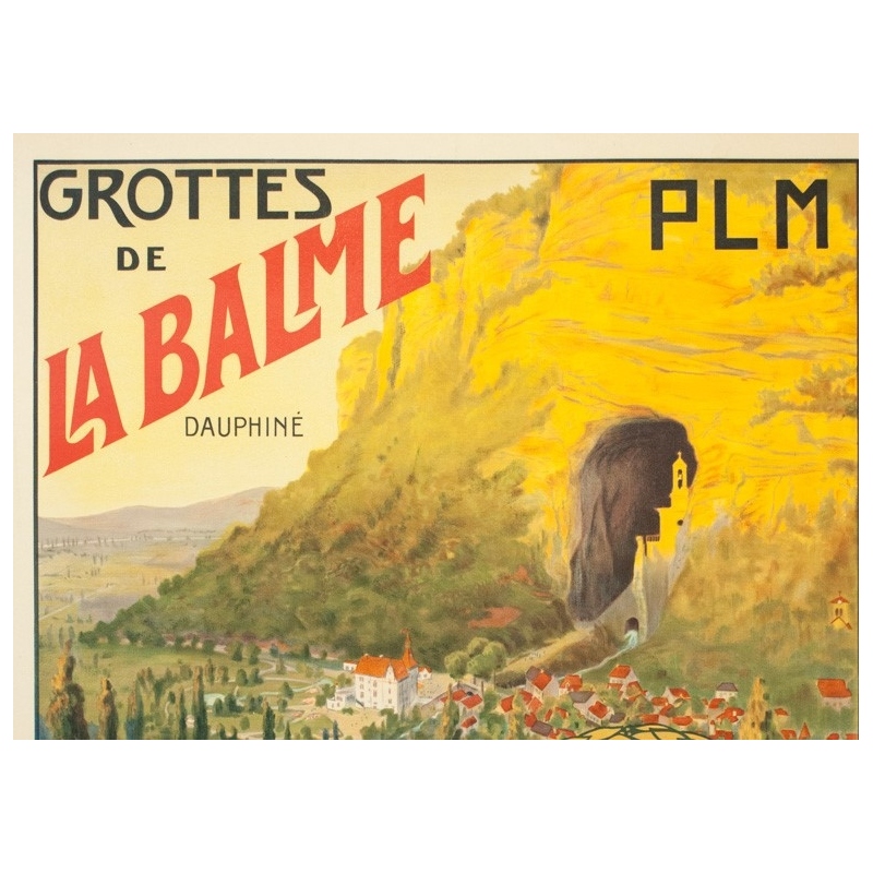 Affiche ancienne de voyage - Jacquier - Circa 1910 - Grotte De La Balme Dauphiné PLM - 107 par 76.5 cm - 2