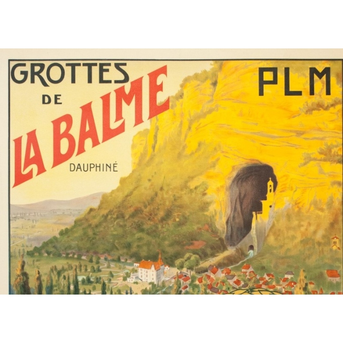 Vintage travel poster - Jacquier - Circa 1910 - Grotte De La Balme Dauphiné PLM - 42.1 by 30.1 inches - 2