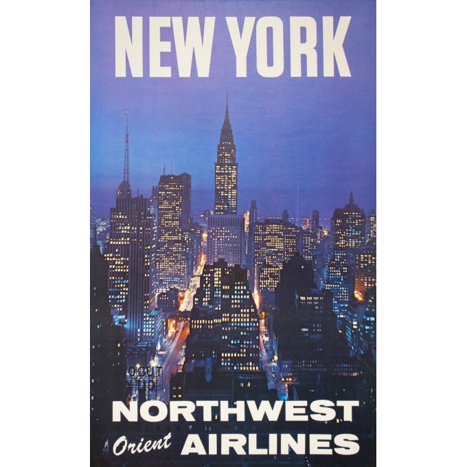 Affiche ancienne de voyage - Anonyme - 1960 - New York North West Air Lines - 102 par 63 cm