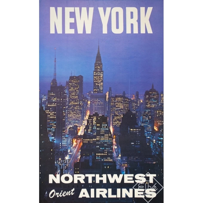 Vintage travel poster - Anonyme - 1960 - New York North West Air Lines - 40.2 by 24.8 inches