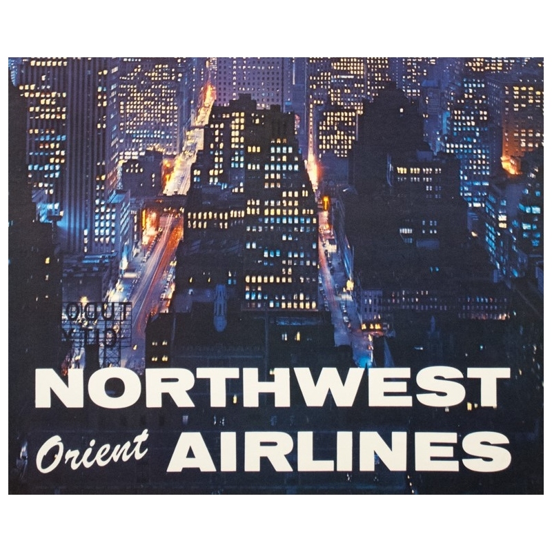 Affiche ancienne de voyage - Anonyme - 1960 - New York North West Air Lines - 102 par 63 cm - 3