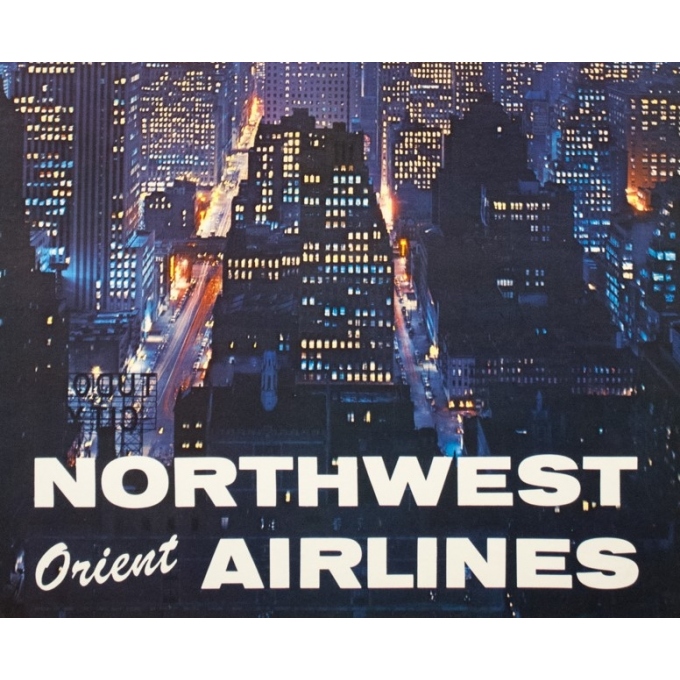 Affiche ancienne de voyage - Anonyme - 1960 - New York North West Air Lines - 102 par 63 cm - 3