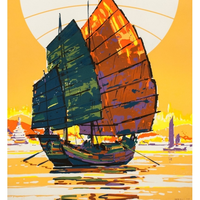 Affiche ancienne de voyage - Anonyme - 1960 - Extrême Orient Panam - 101 par 63.5 cm - 3