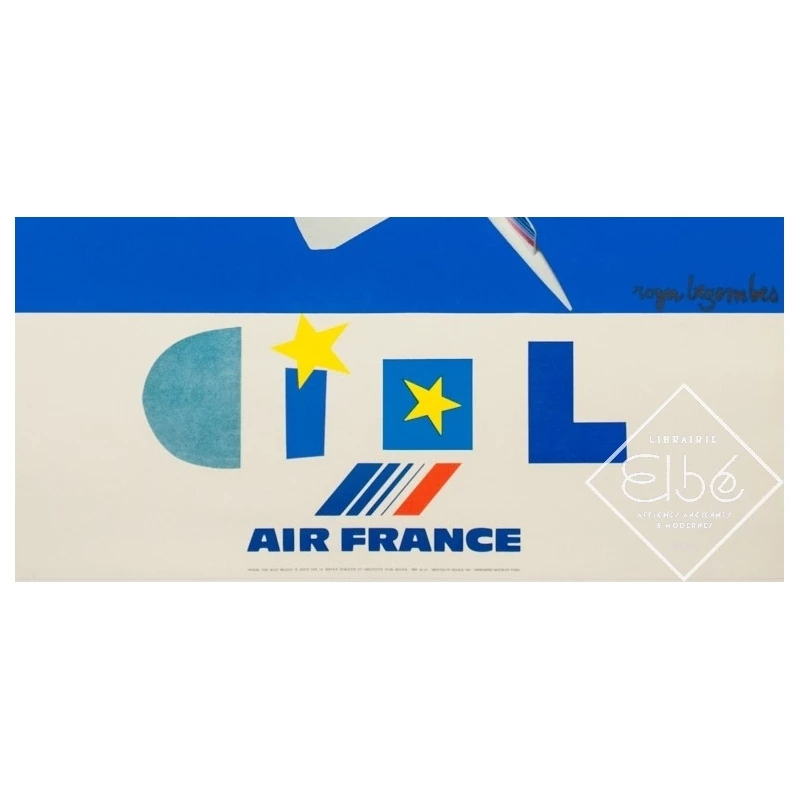 Affiche ancienne de voyage - Roger Bezombes - 1981 - Ciel Air France - 100 par 61 cm - 3