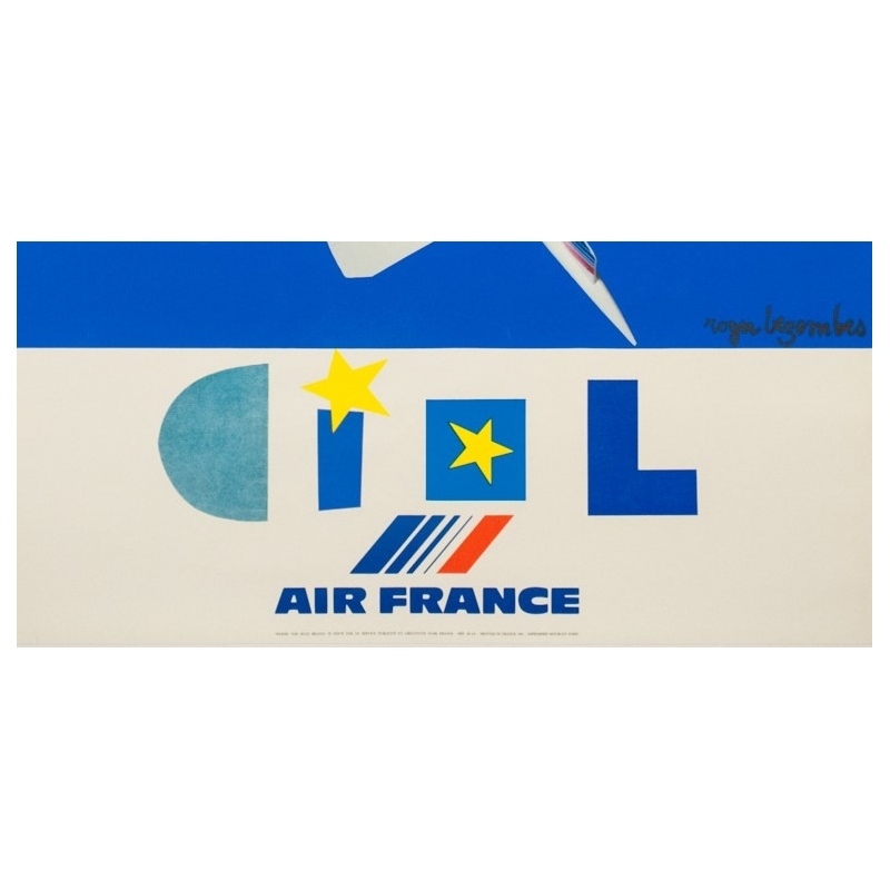 Vintage travel poster - Roger Bezombes - 1981 - Ciel Air France - 39.4 by 24 inches - 3