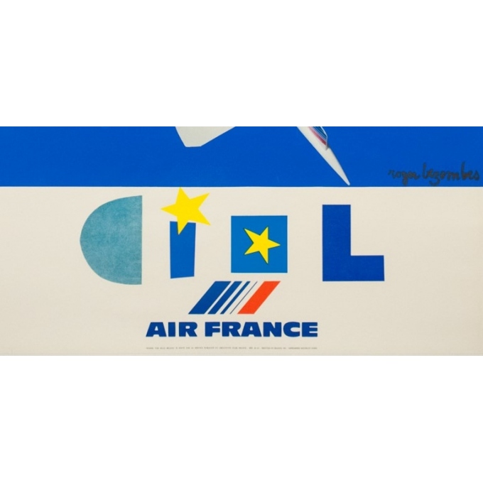 Affiche ancienne de voyage - Roger Bezombes - 1981 - Ciel Air France - 100 par 61 cm - 3