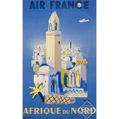 Vintage travel poster - Villemot - 1946 - Air France Afrique Du Nord - 39.4 by 24.4 inches