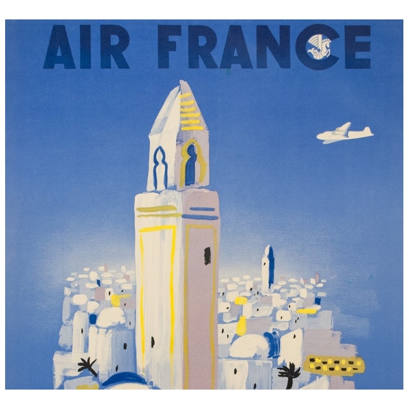 Vintage travel poster - Villemot - 1946 - Air France Afrique Du Nord - 39.4 by 24.4 inches - 2