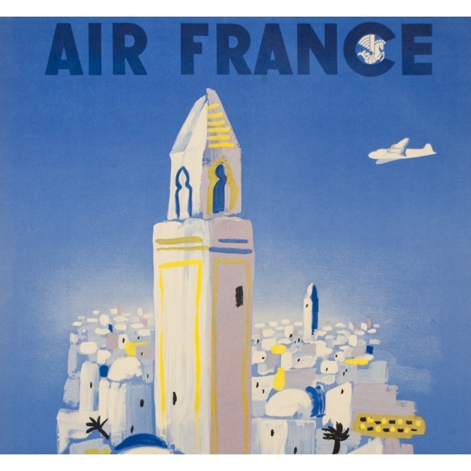 Affiche ancienne de voyage de Villemot 1946 - Air France Afrique Du Nord - 2